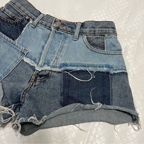 Revice Matchmaker Shorts Patchwork Denim Distressed Cutoffs Festival Size 26 - Picture 7 of 13